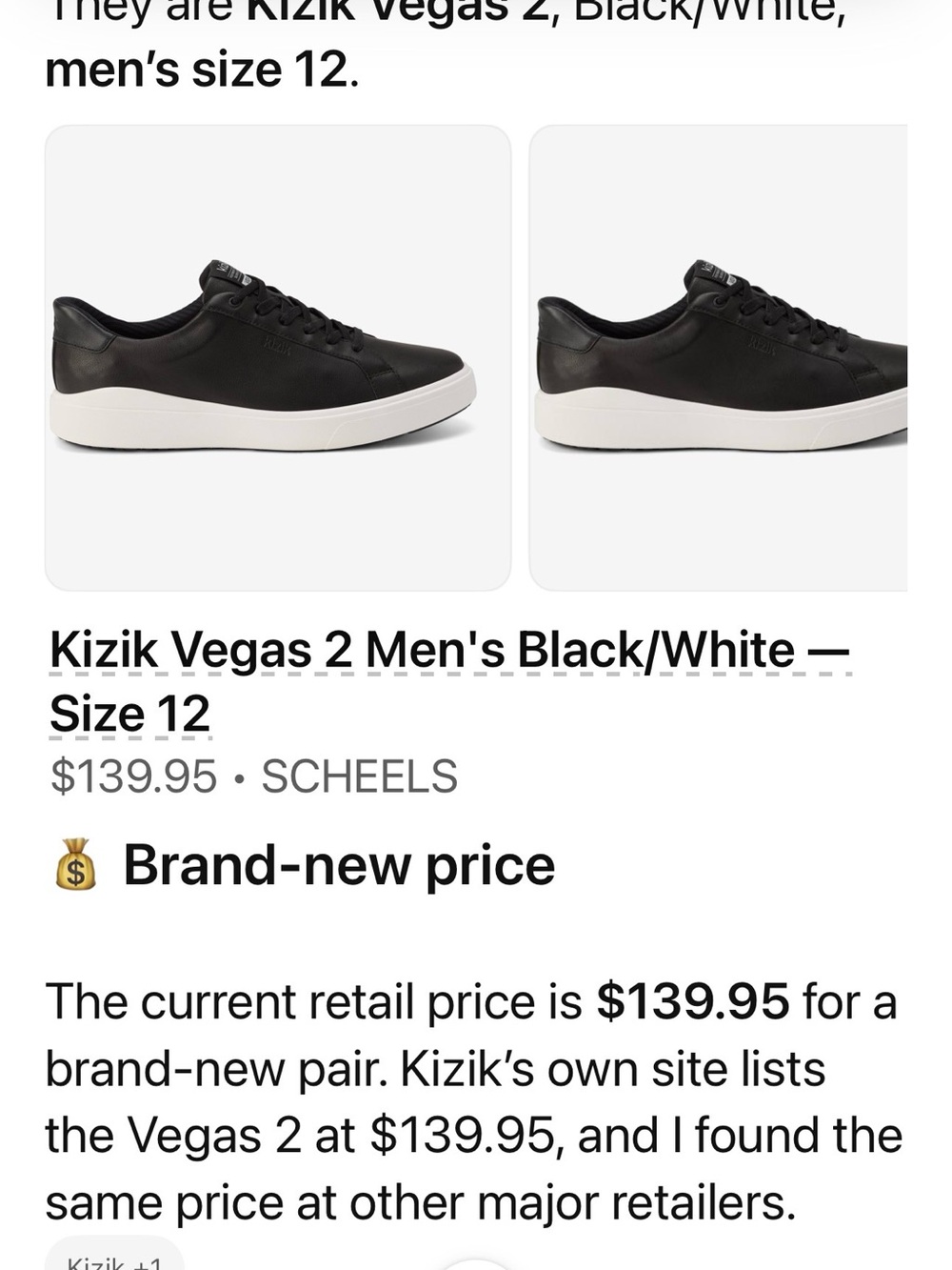 Kizik Vegas 2 Men’s Slip-On Loafers - Black/White